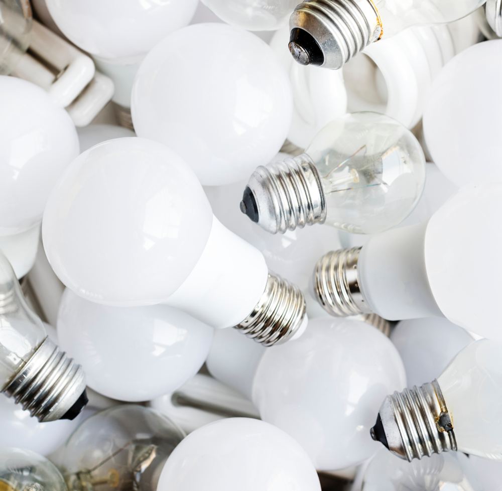A pile of light bulbs